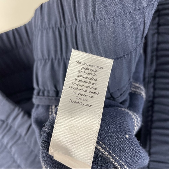 Athleta Cabo 4” Shorts Linen Size 10 Blue Stripe Drawstring Pockets 405373 - Picture 5 of 7